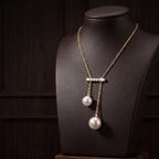 Gold Pearl Bar Drop Pendant