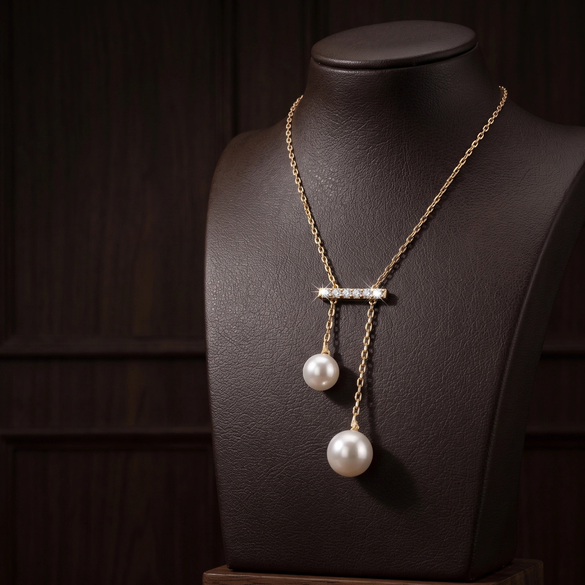 Gold Pearl Bar Drop Pendant