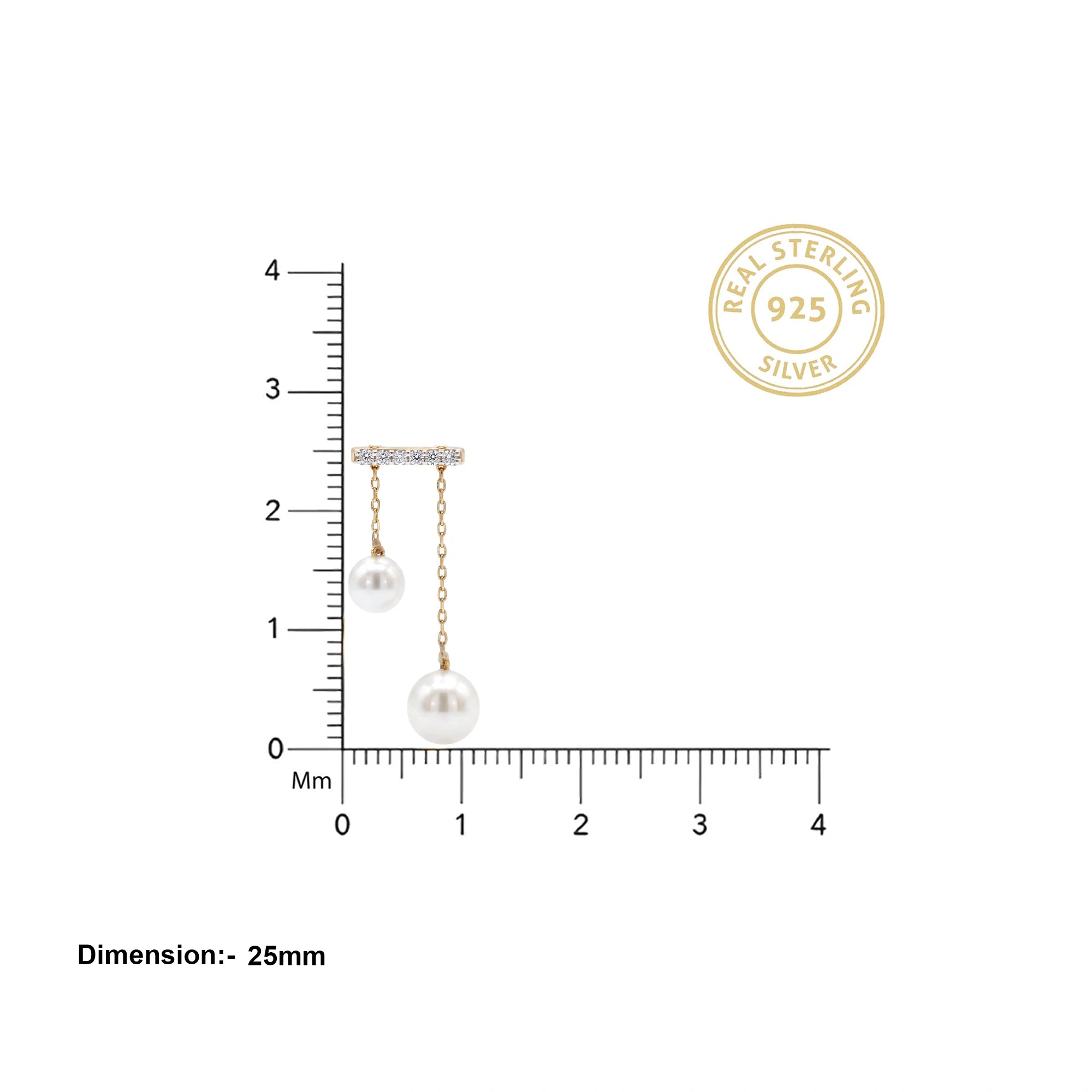 Gold Pearl Bar Drop Pendant