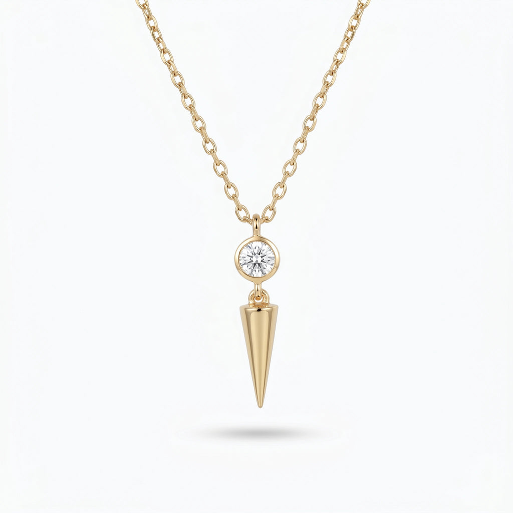 Gold Solitaire Spike Pendant