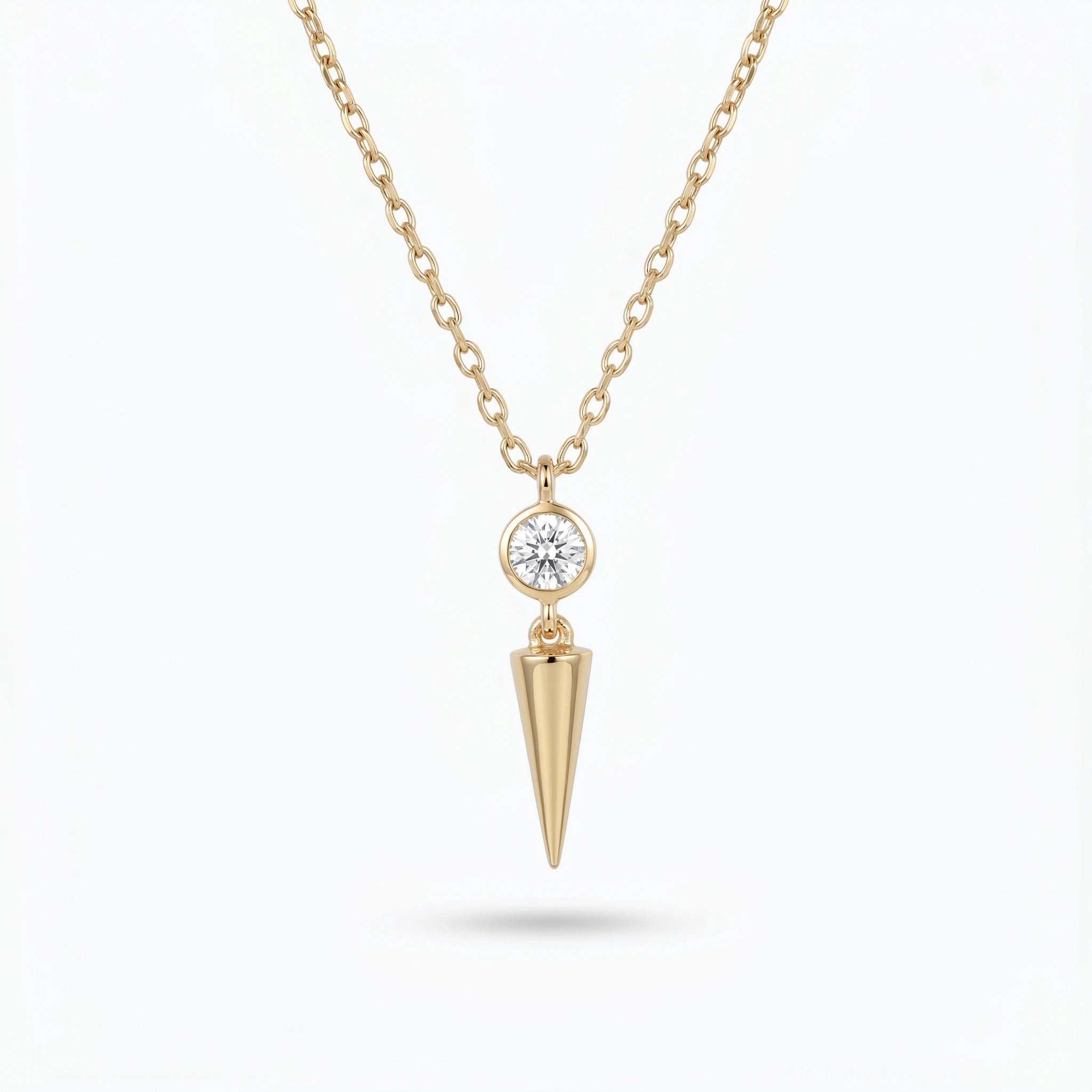 Gold Solitaire Spike Pendant