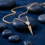 Gold Solitaire Spike Pendant