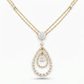 Gold Pear Halo Drop Necklace