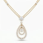 Gold Pear Halo Drop Necklace
