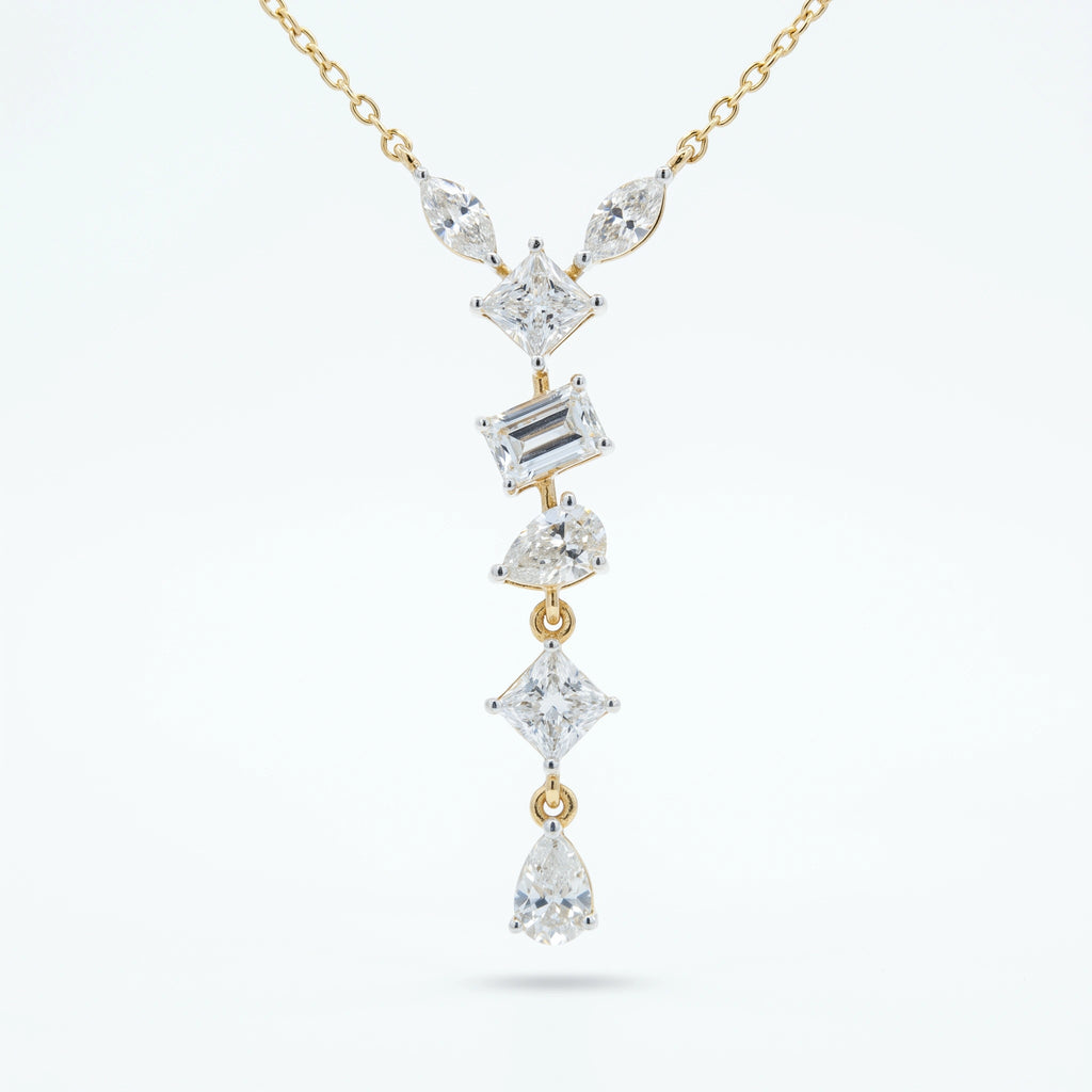 Gold Mixed Cut Drop Necklace
