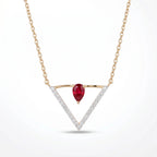 Gold Ruby Triangle Pendant