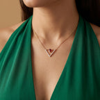 Gold Ruby Triangle Pendant
