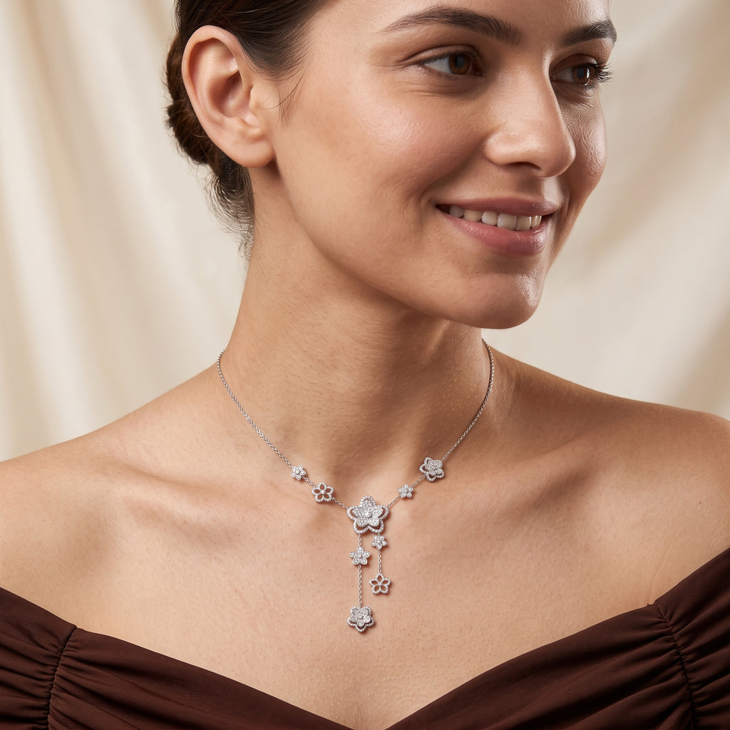 Silver Blossom Cascade Necklace