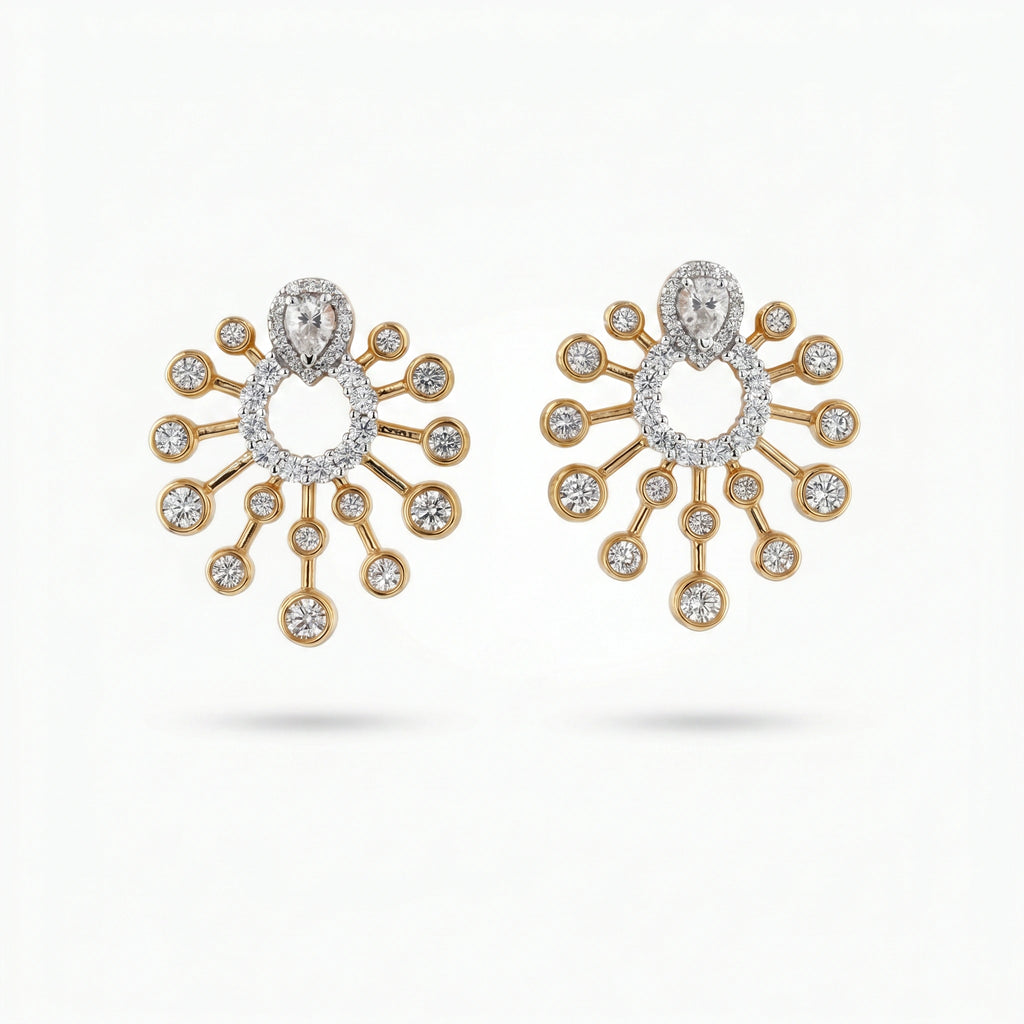 Gold Radiant Halo Stud Earrings