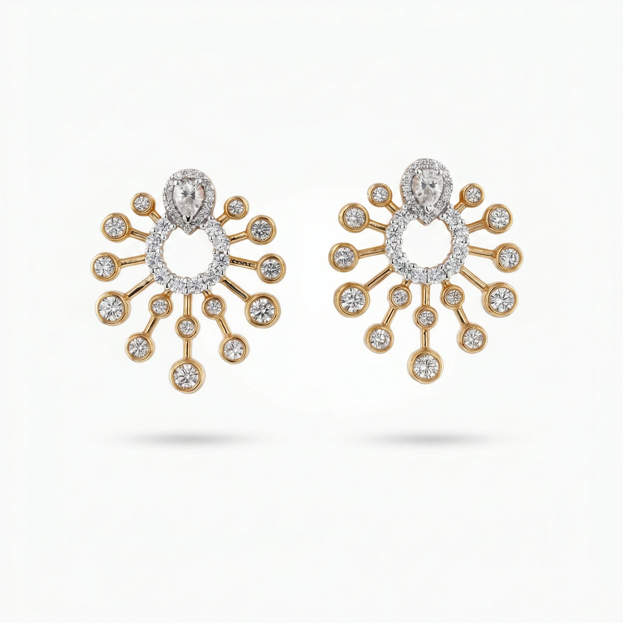 Gold Radiant Halo Stud Earrings