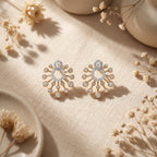 Gold Radiant Halo Stud Earrings