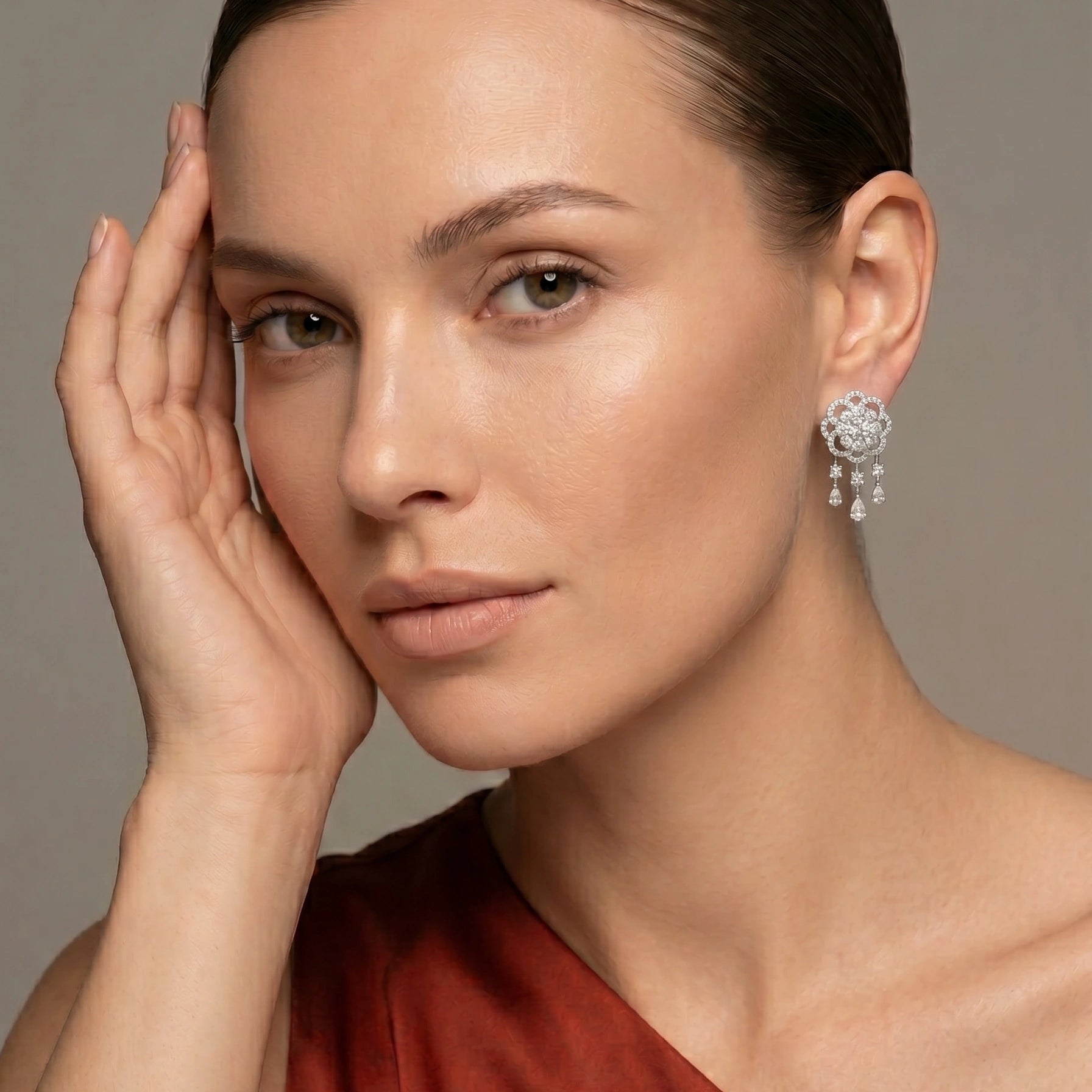 Silver Floral Cascade Earrings