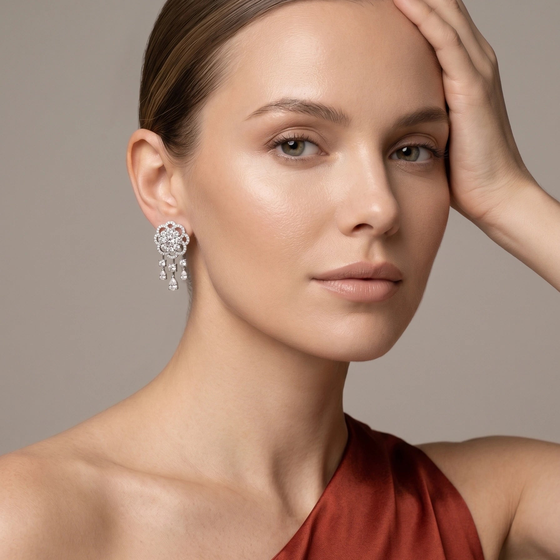 Silver Floral Cascade Earrings