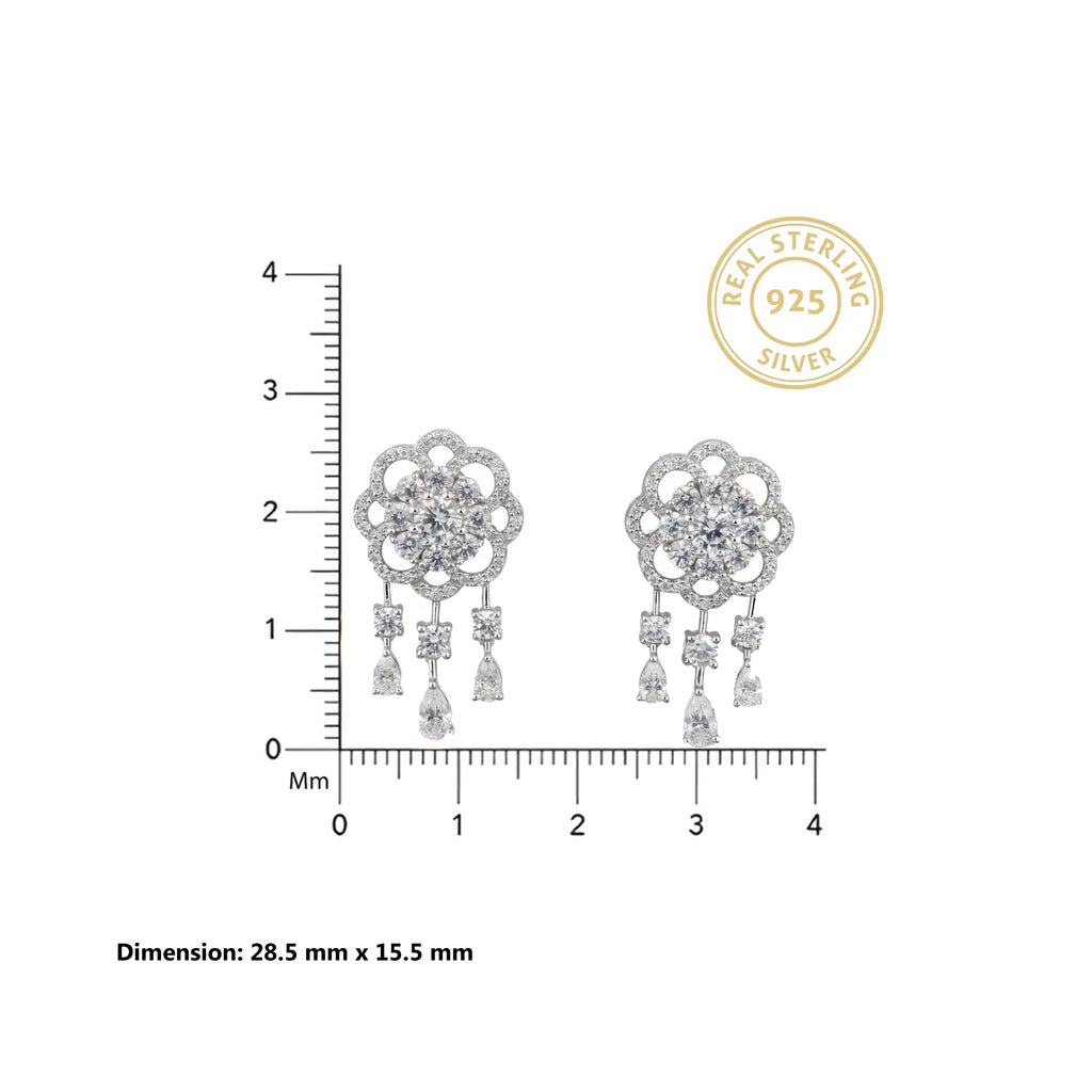 Silver Floral Cascade Earrings