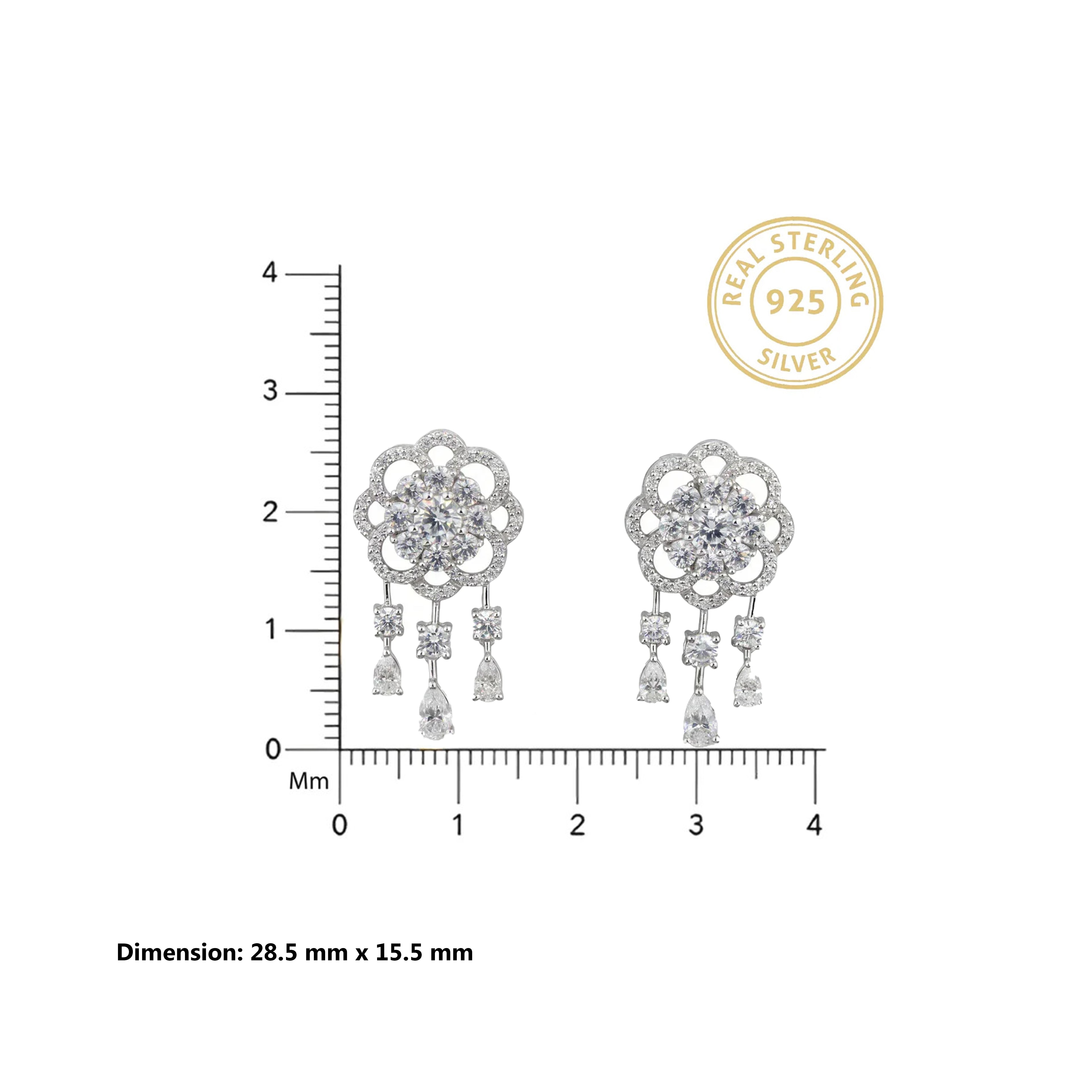 Silver Floral Cascade Earrings