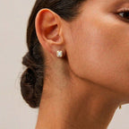 Regal Emerald Halo Stud Earrings 18KT Gold Plated