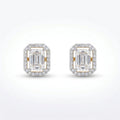 Regal Emerald Halo Stud Earrings 18KT Gold Plated