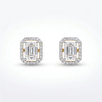Regal Emerald Halo Stud Earrings 18KT Gold Plated