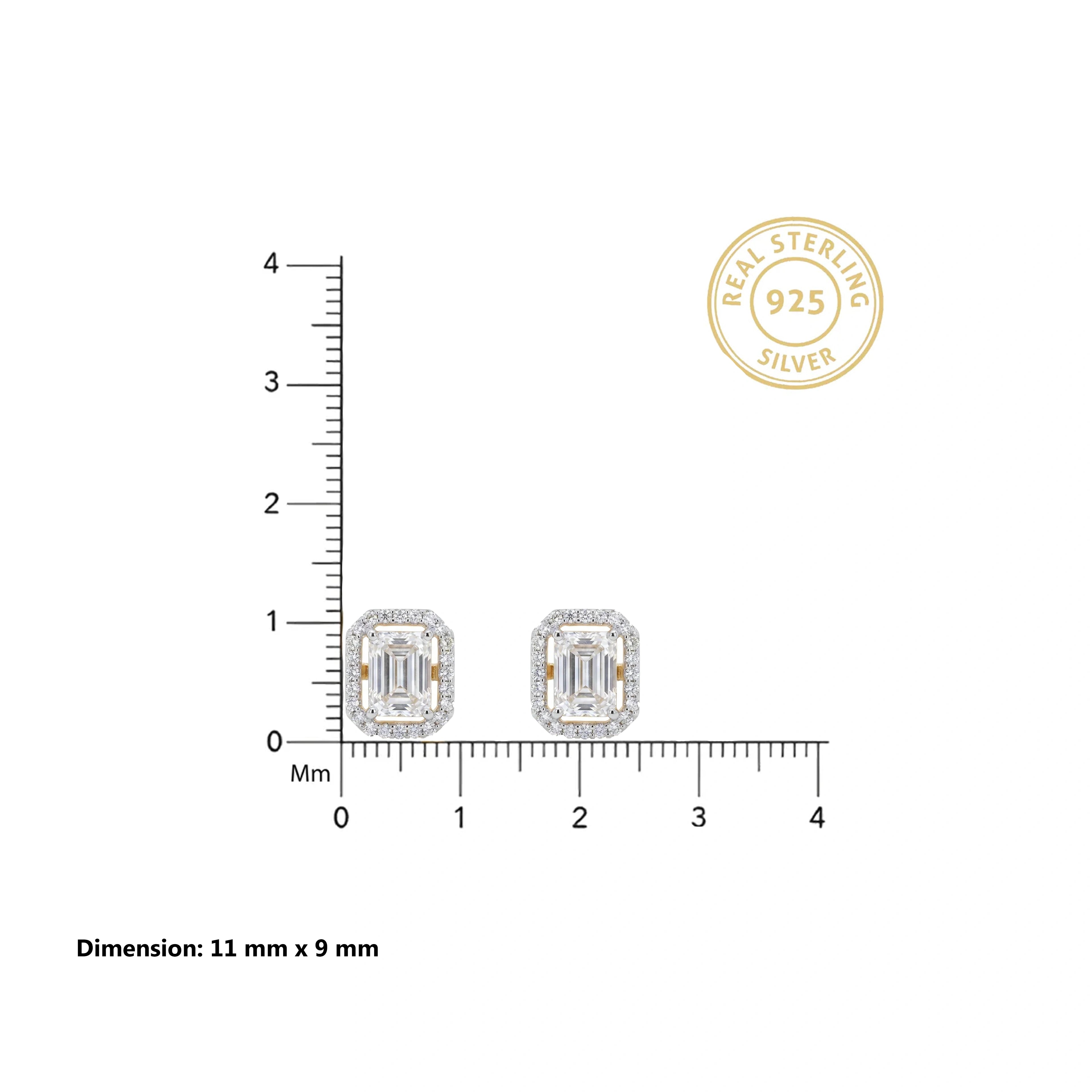Regal Emerald Halo Stud Earrings 18KT Gold Plated