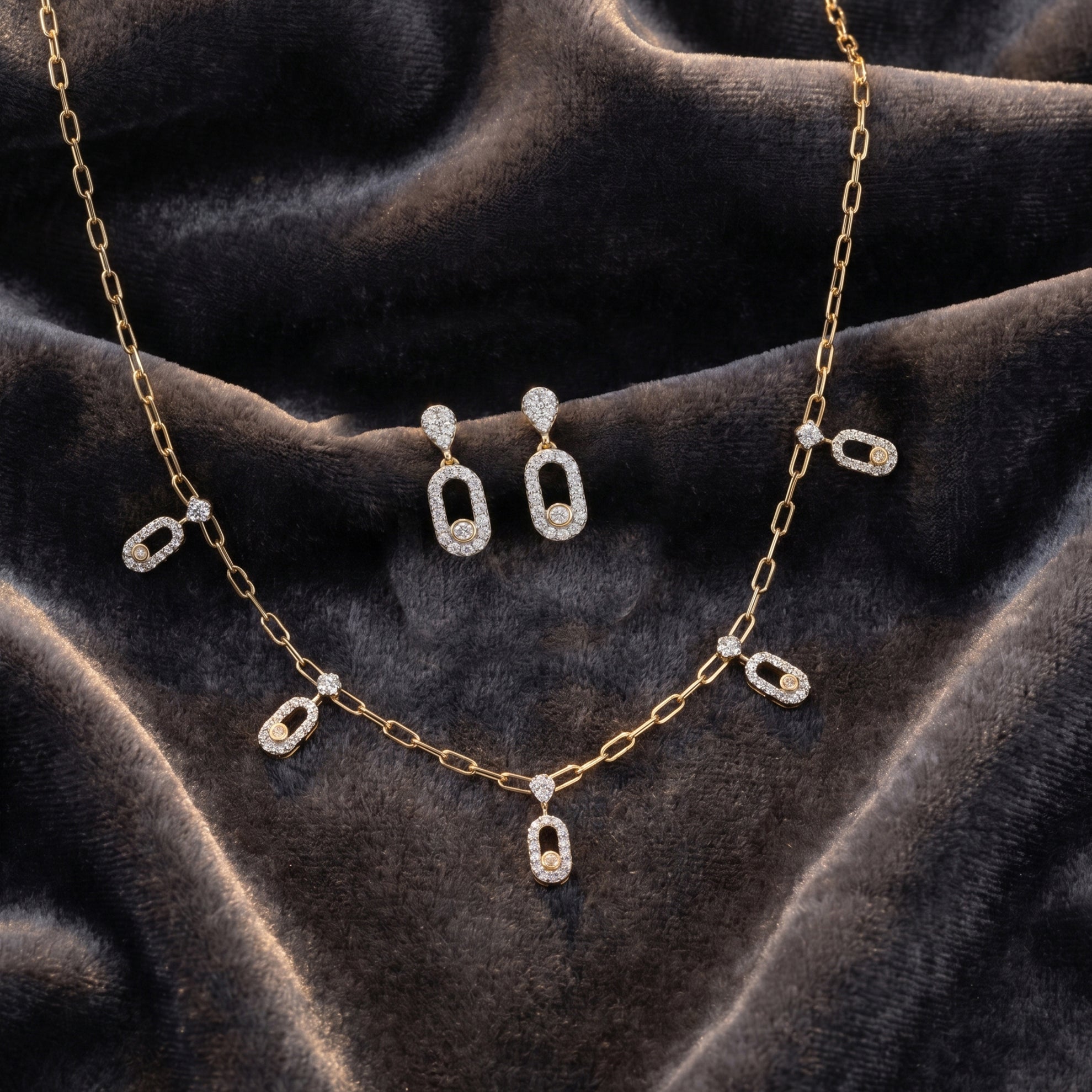 Gold Orbit Drop Jewelry Set