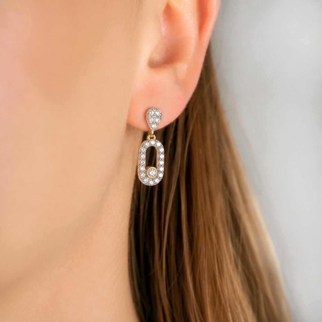 Gold Orbit Drop Earrings