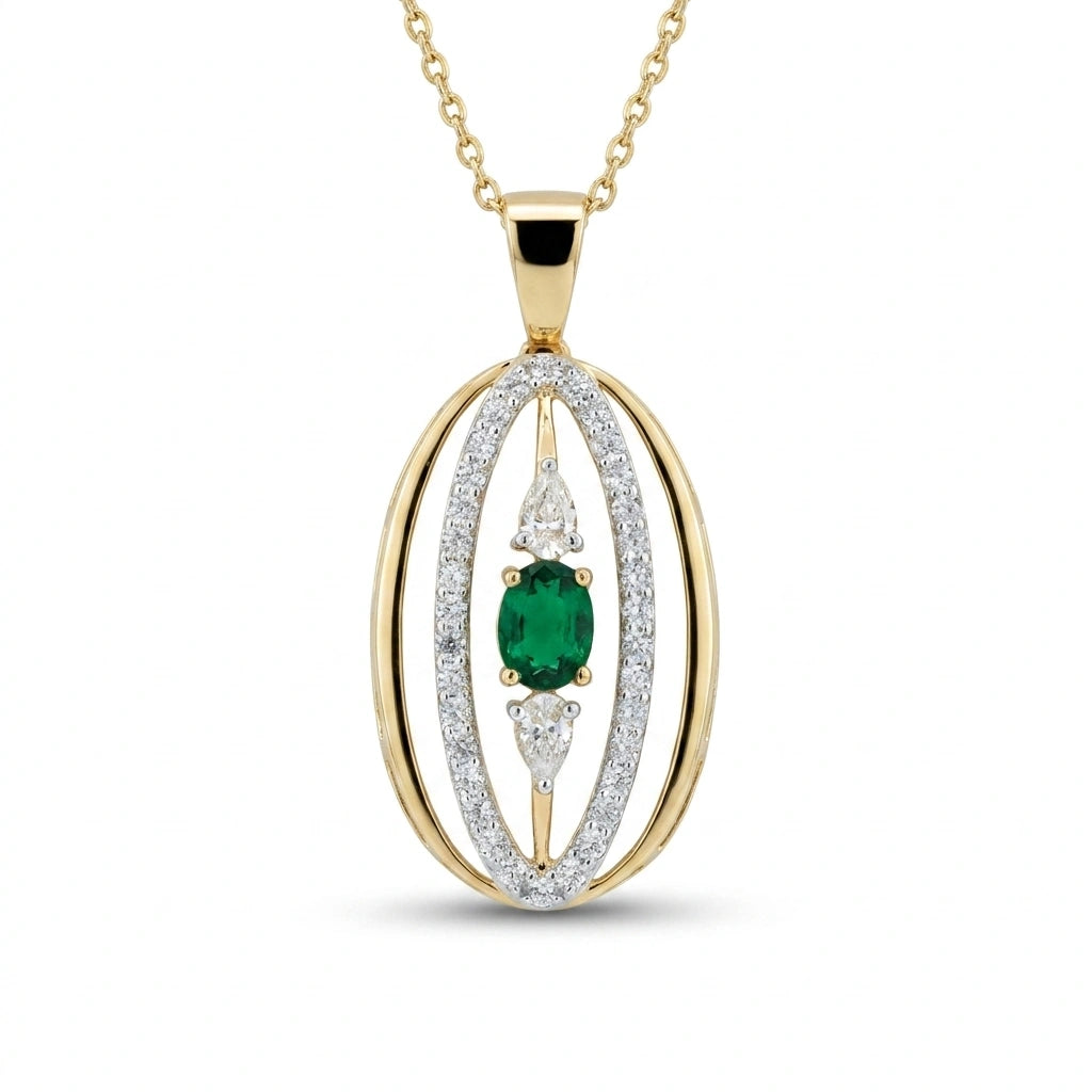 Gold Emerald Orbit Pendant