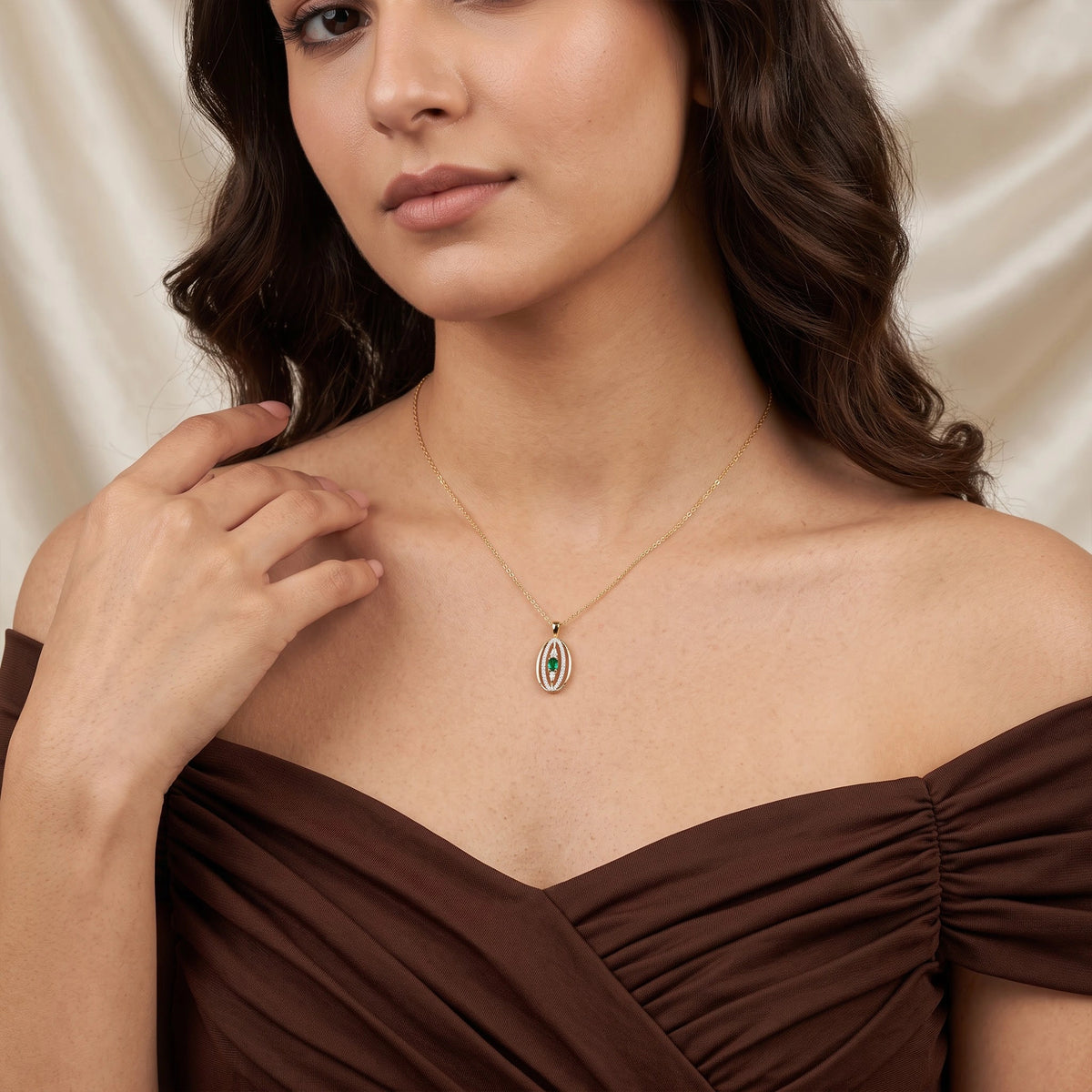 Gold Emerald Orbit Pendant