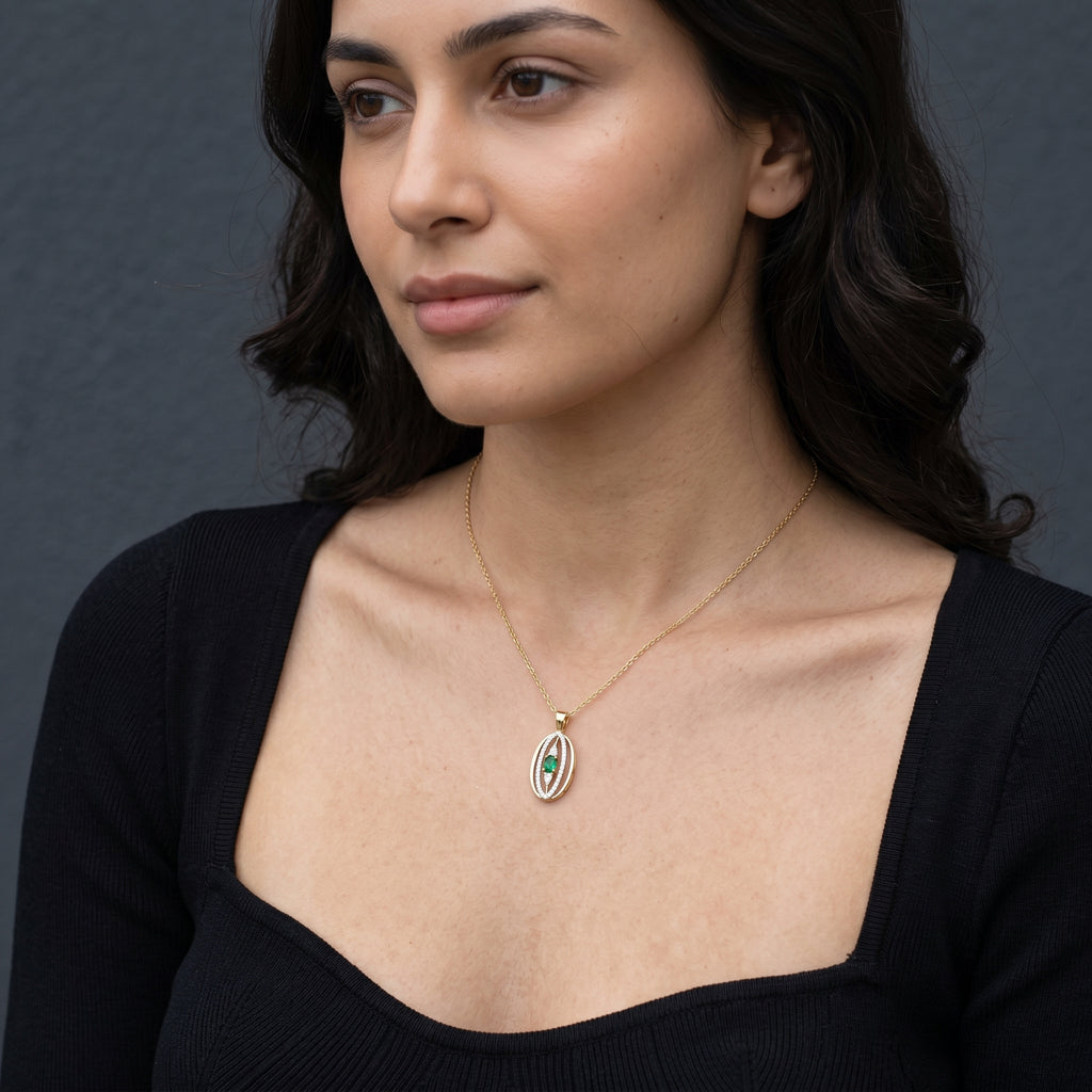 Gold Emerald Orbit Pendant