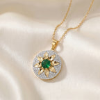 Gold Emerald Sunburst Pendant