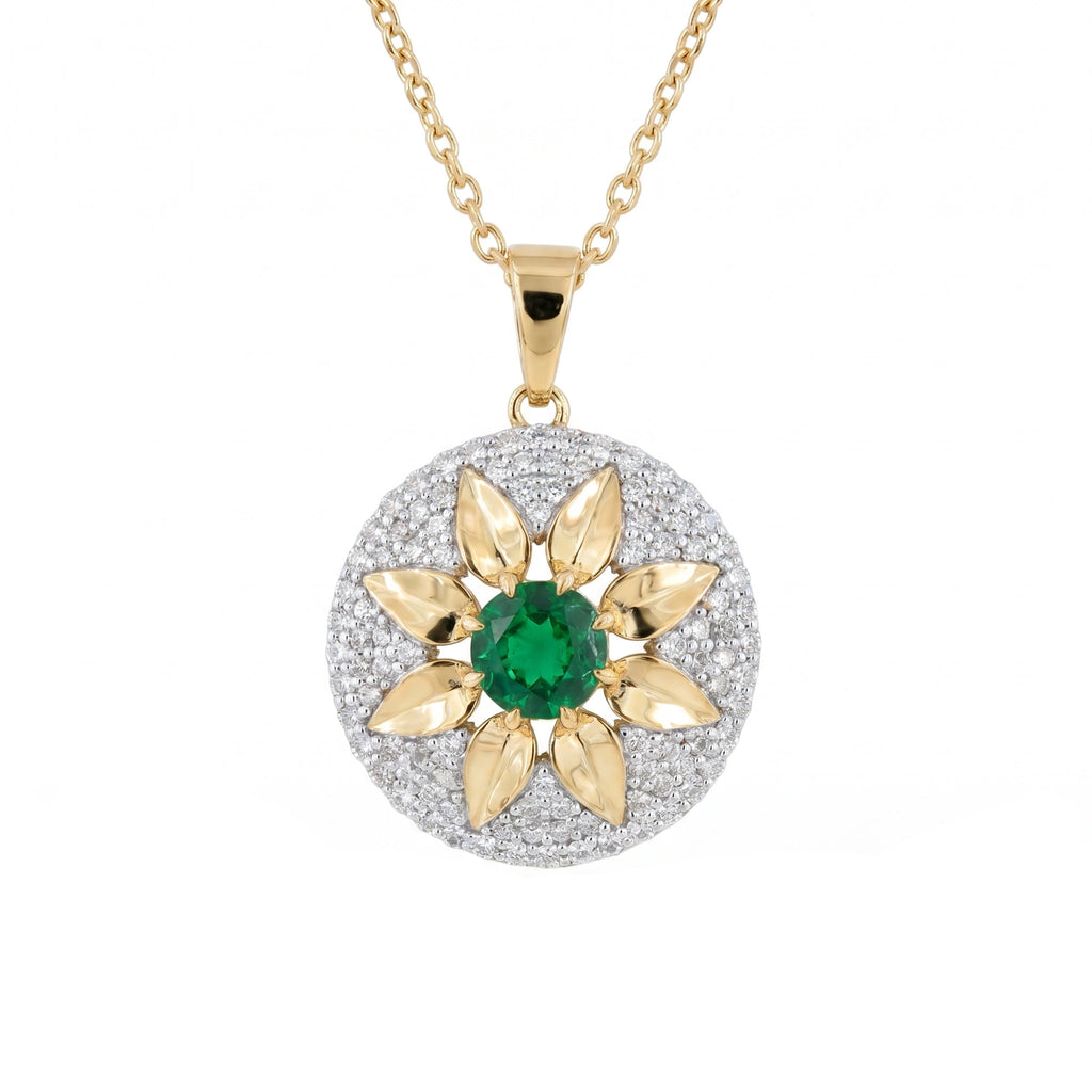 Gold Emerald Sunburst Pendant