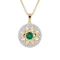 Gold Emerald Sunburst Pendant