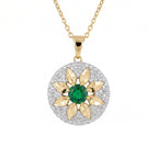 Gold Emerald Sunburst Pendant