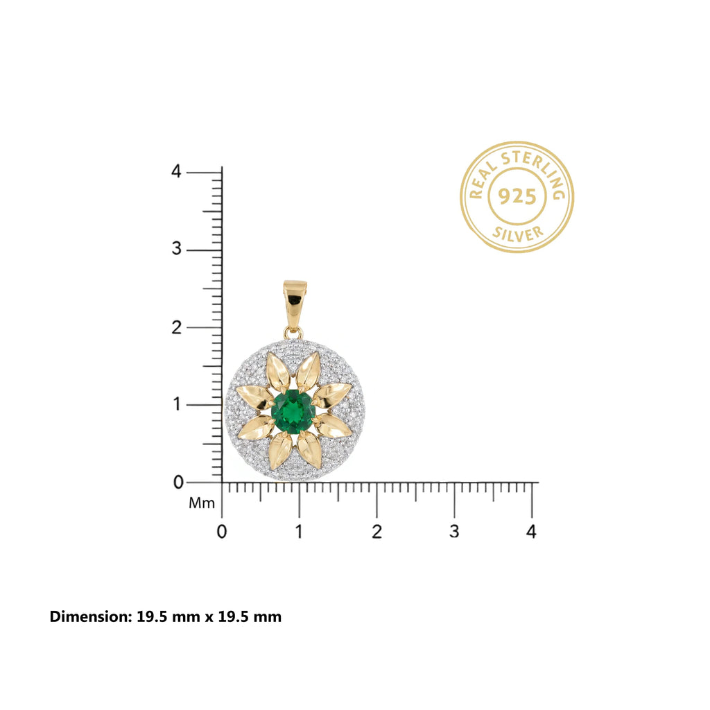 Gold Emerald Sunburst Pendant