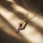 Gold Ruby Kite Drop Pendant