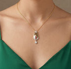 Gold Ruby Kite Drop Pendant