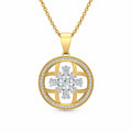 Gold Halo Bloom CZ Medallion Pendant