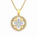 Gold Halo Bloom CZ Medallion Pendant