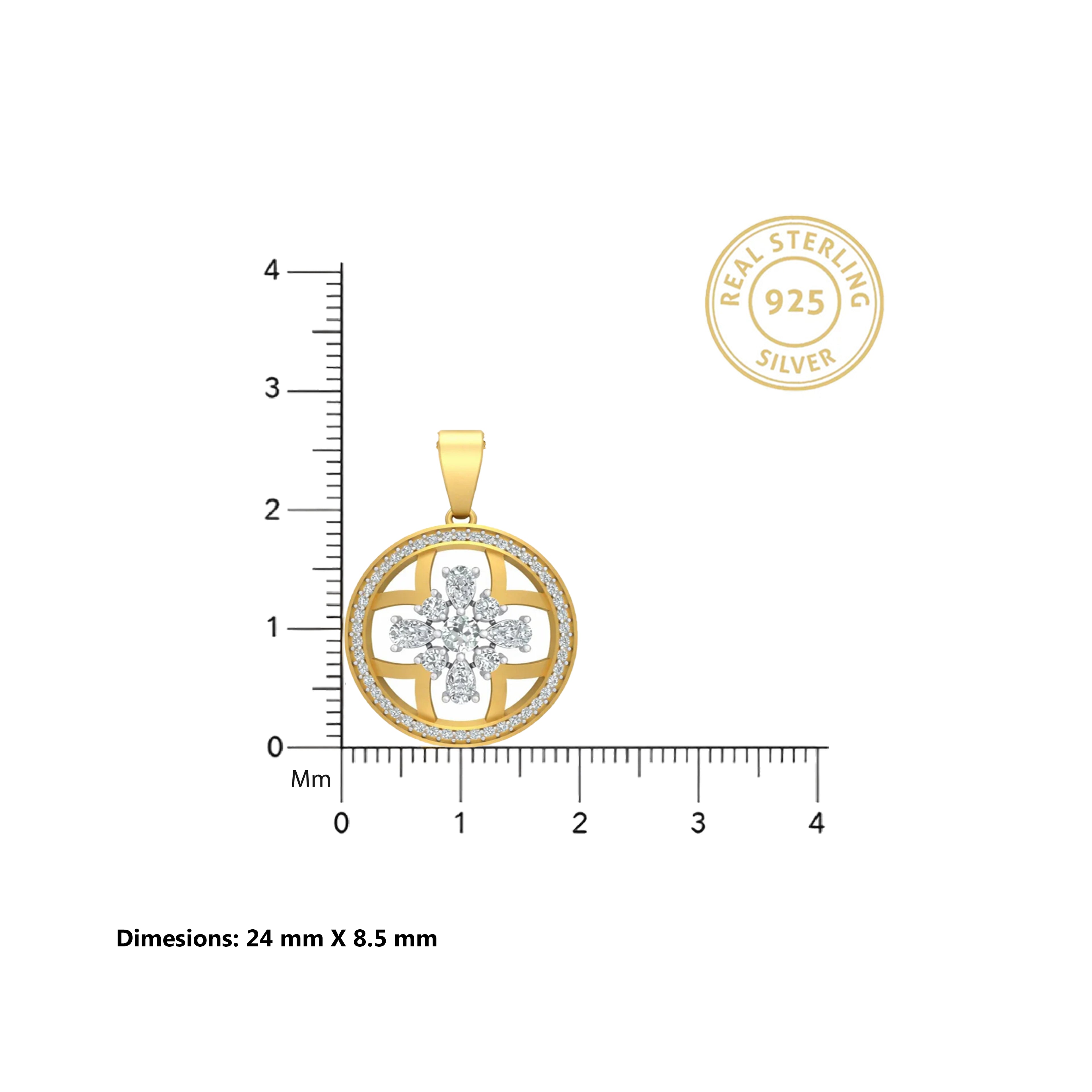 Gold Halo Bloom CZ Medallion Pendant