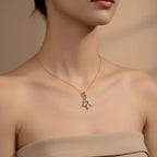 Gold Floral Marquise CZ Drop Pendant
