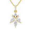 Gold Floral Marquise CZ Drop Pendant