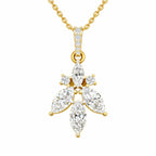 Gold Floral Marquise CZ Drop Pendant