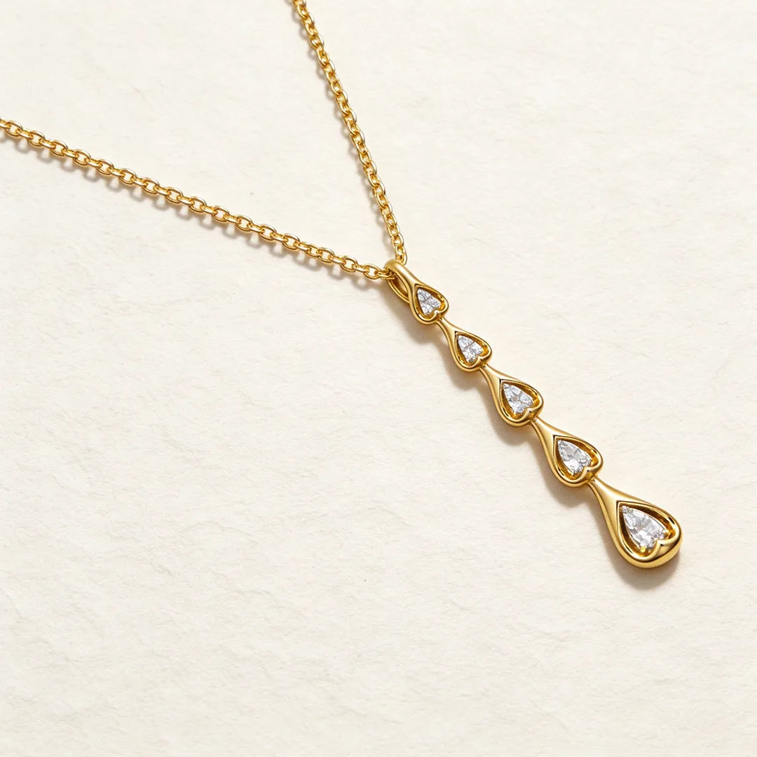 Gold Heart Cascade Pendant Necklace
