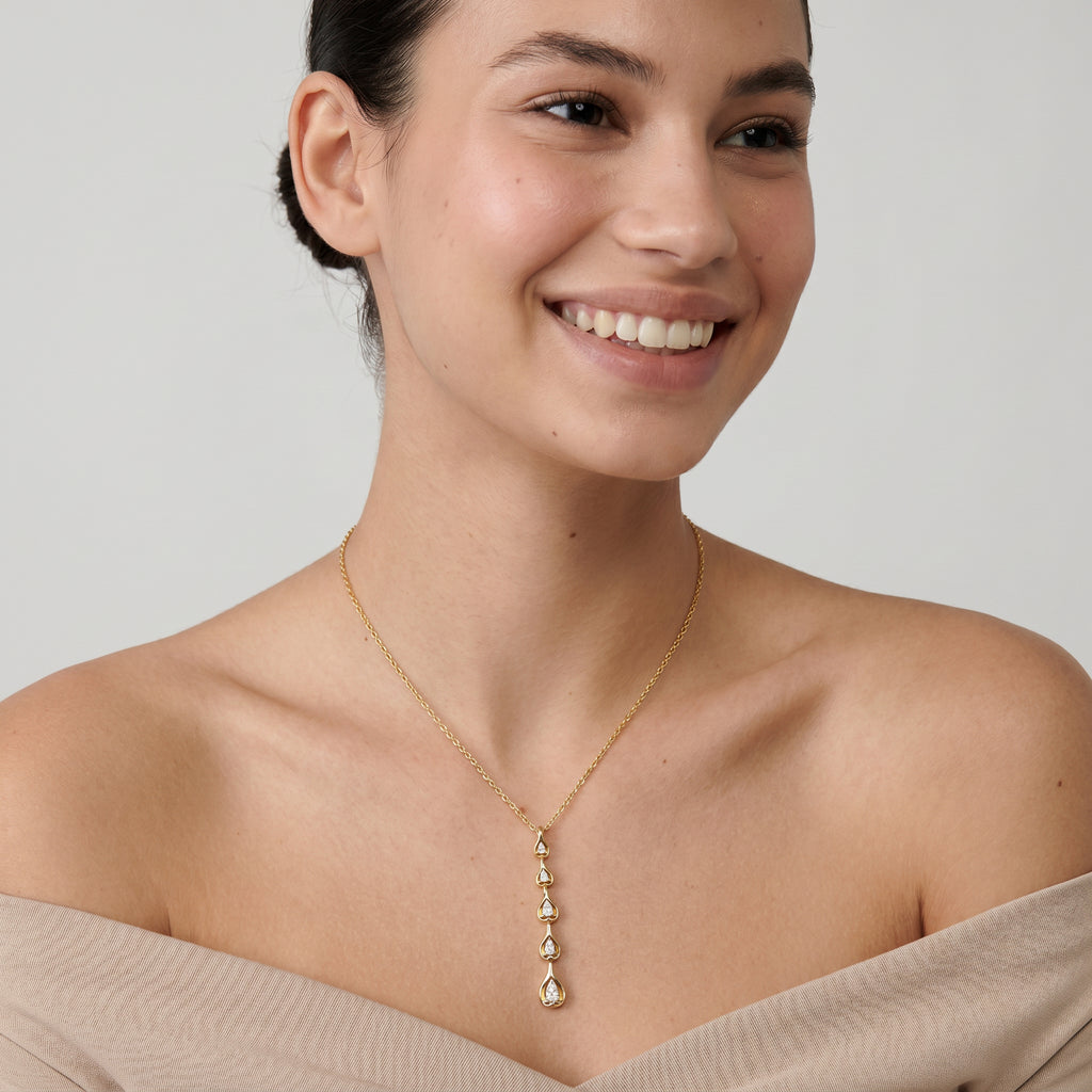 Gold Heart Cascade Pendant Necklace