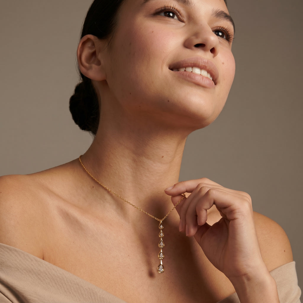 Gold Heart Cascade Pendant Necklace