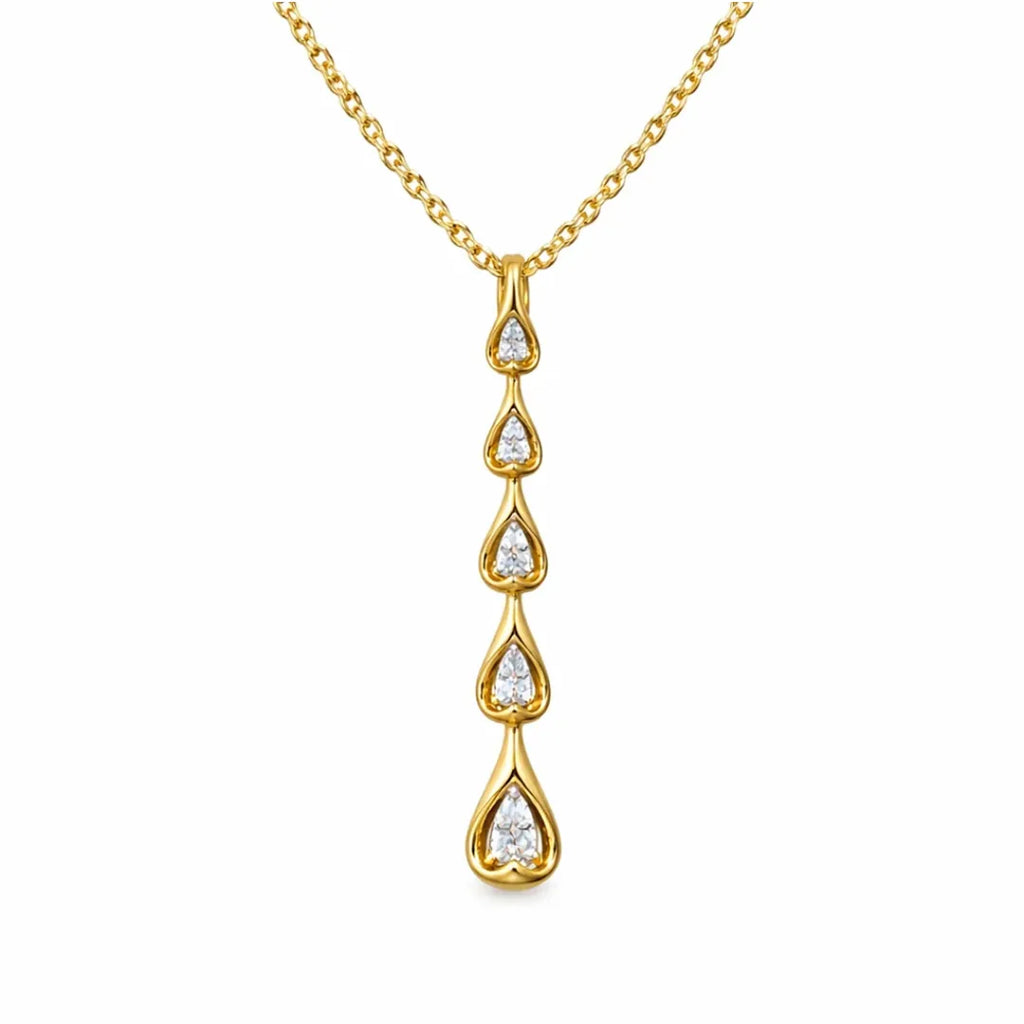 Gold Heart Cascade Pendant Necklace