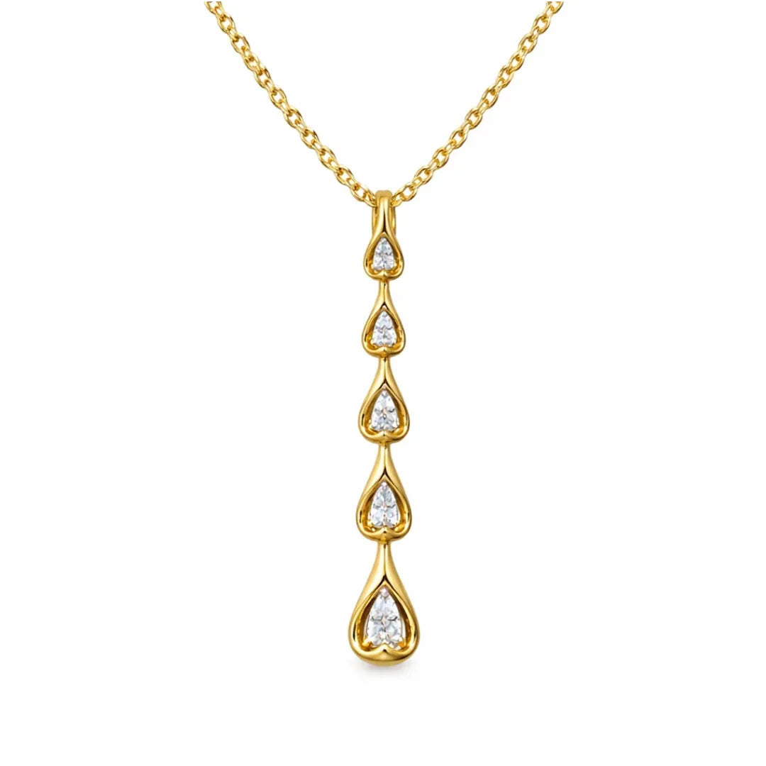 Gold Heart Cascade Pendant Necklace