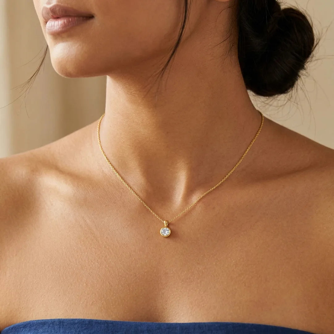 Classic Solitaire 18KT Gold Plated Pendant