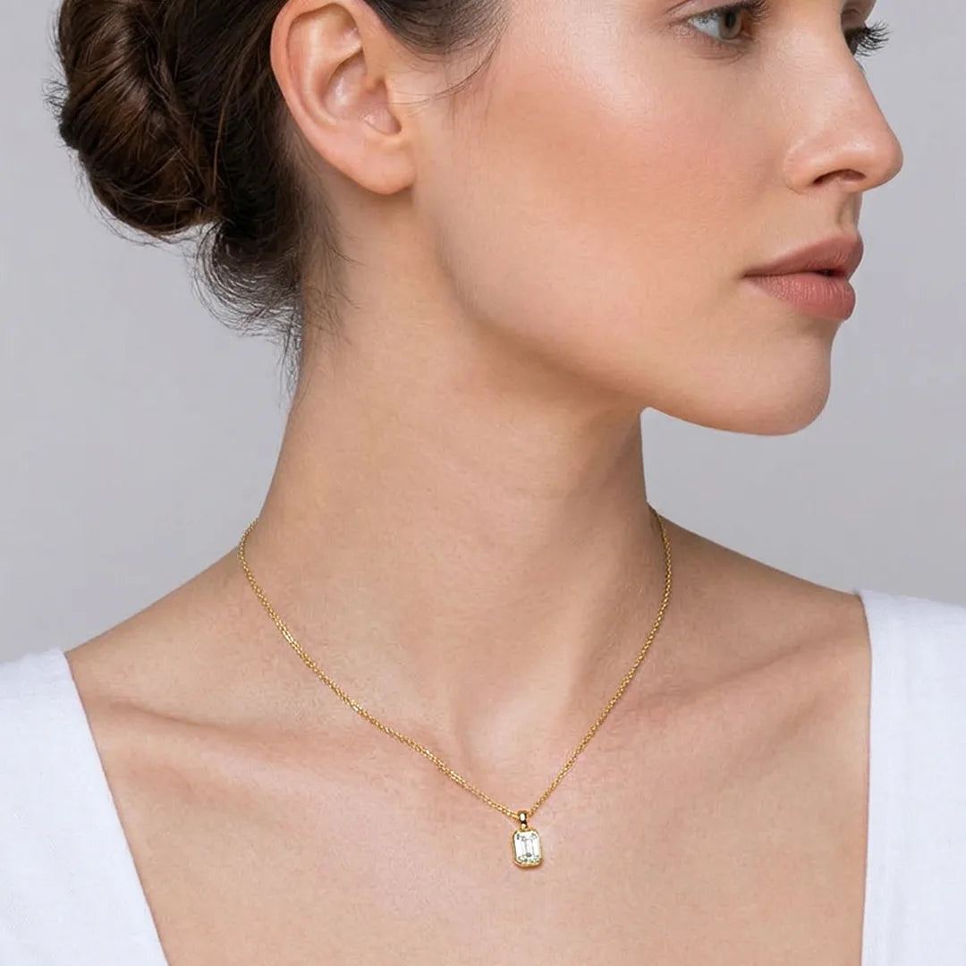 Emerald Cut 18KT Gold Plated Pendant
