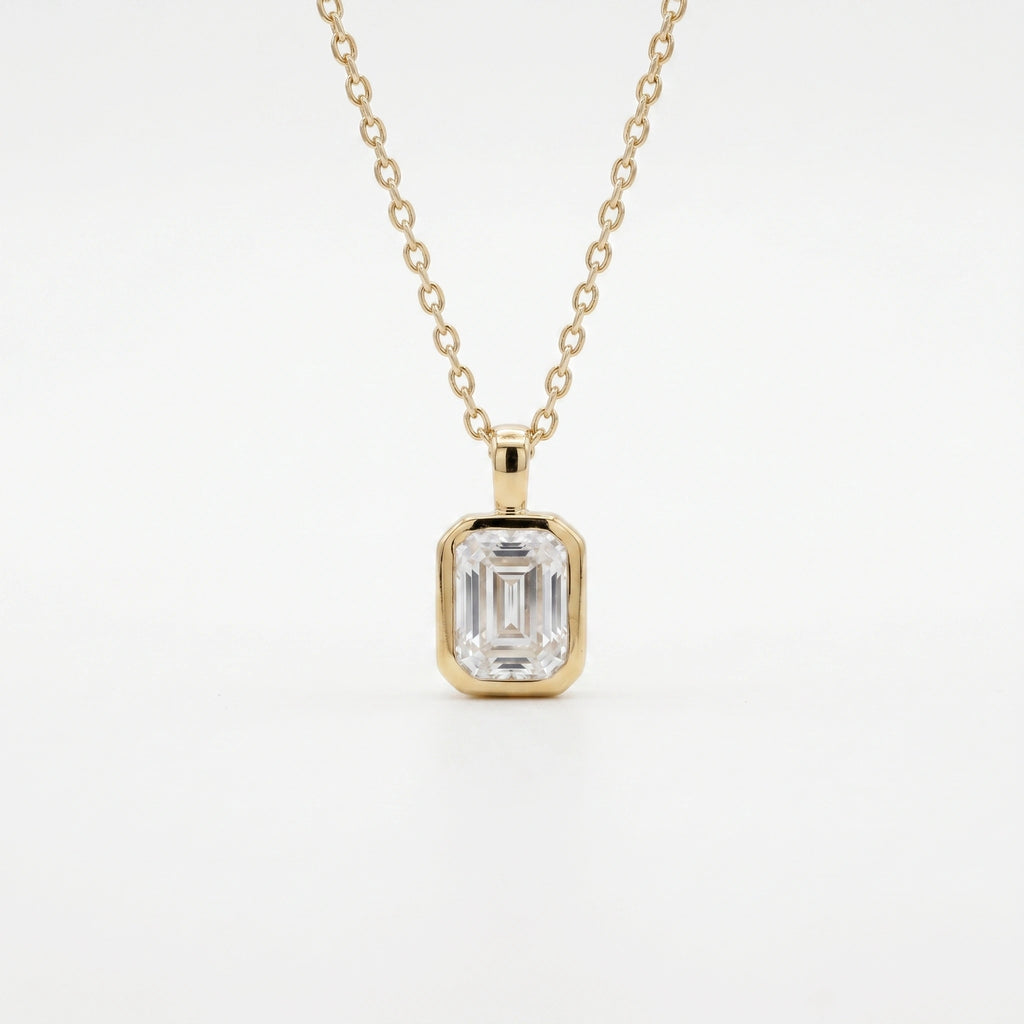 Emerald Cut 18KT Gold Plated Pendant