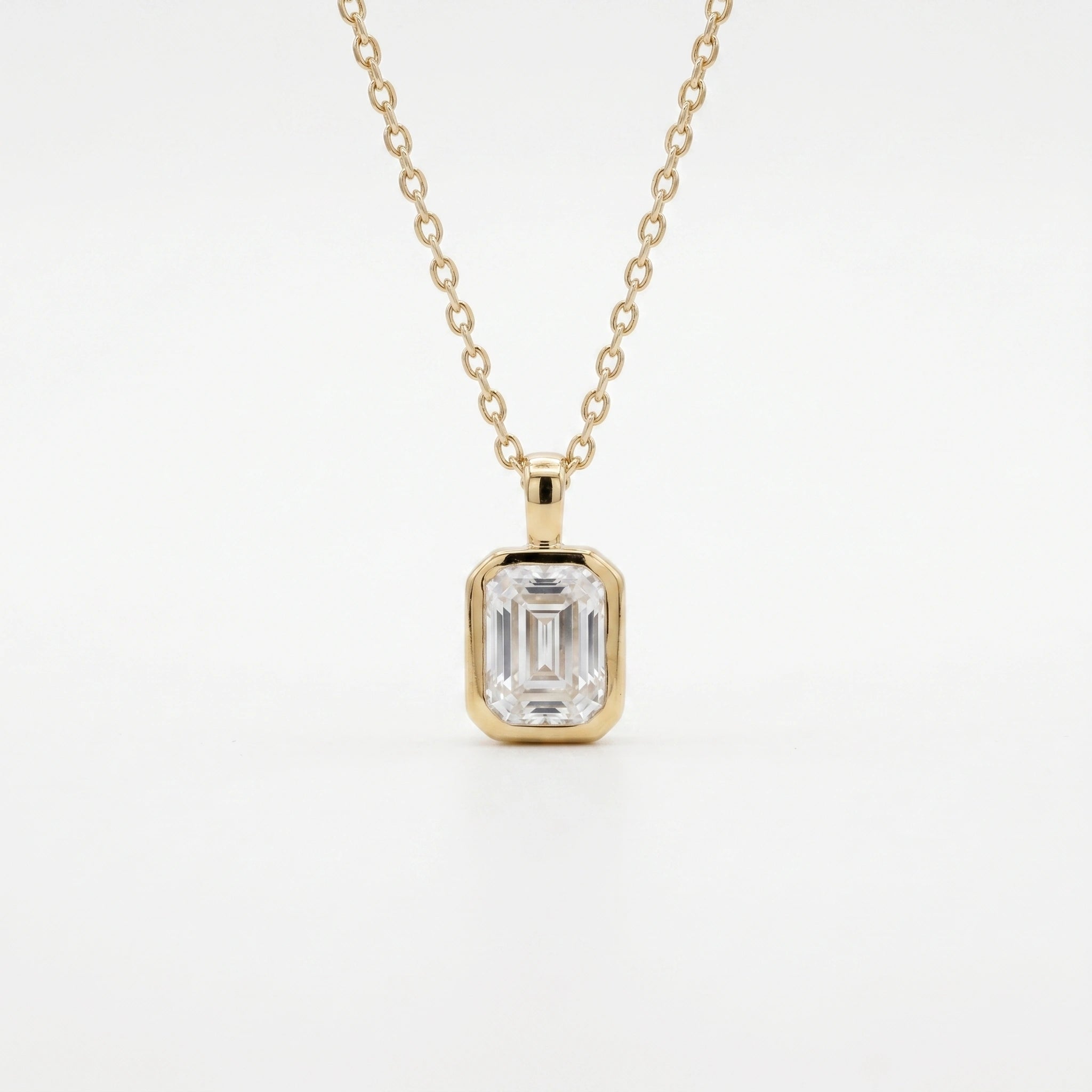 Emerald Cut 18KT Gold Plated Pendant